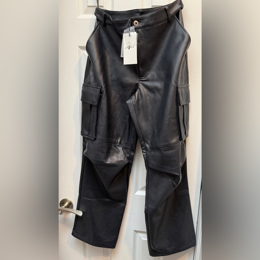 7 For All Mankind Black Faux Leather Pants